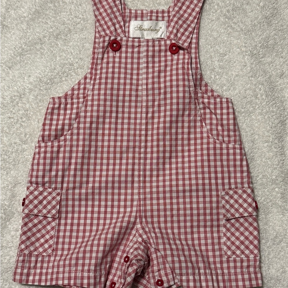 Strasburg Red Checkered Shortalls - 18M - Never Worn